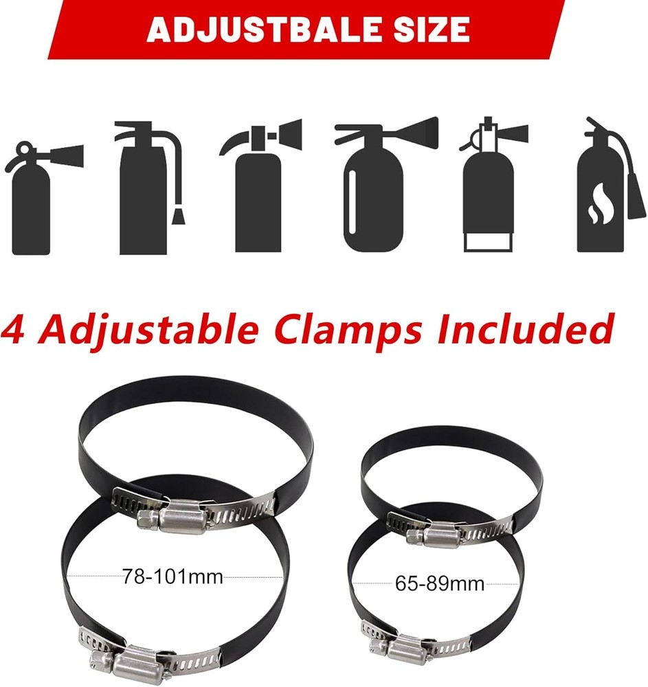 UTV Fire Extinguisher Mount Kit - Aluminum Adjustable Quick Release Roll Bar Car