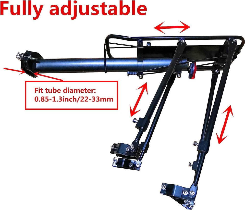 180lbs Capacity Solid Bearings Universal Adjustable Bicycle Luggage Black