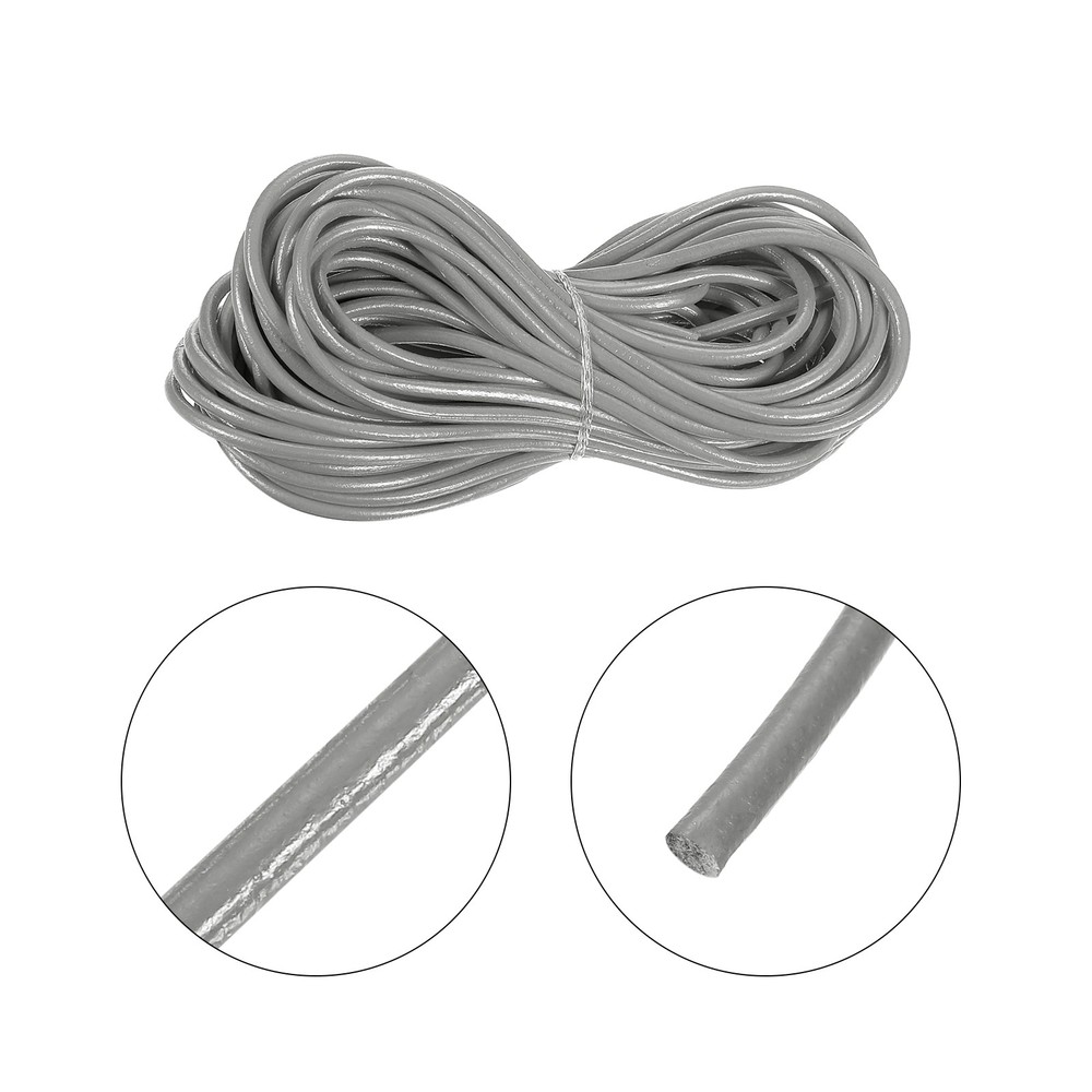 Faux Leather Cord Round Leather String, 3mm x 10m, Gray