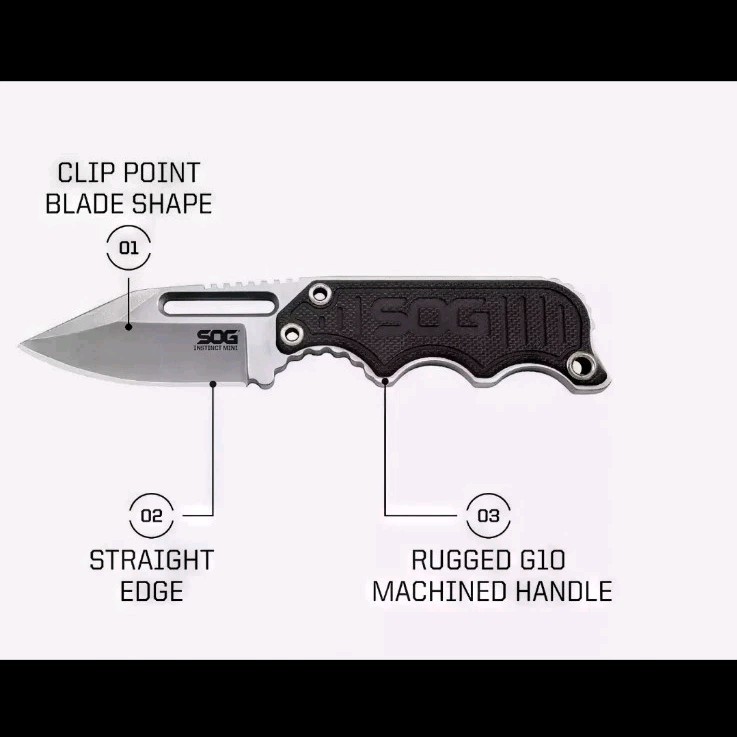 SOG Instinct Mini Fixed Blade Knife G10 Full Tang Neck Knife Sheath EDC Tactical