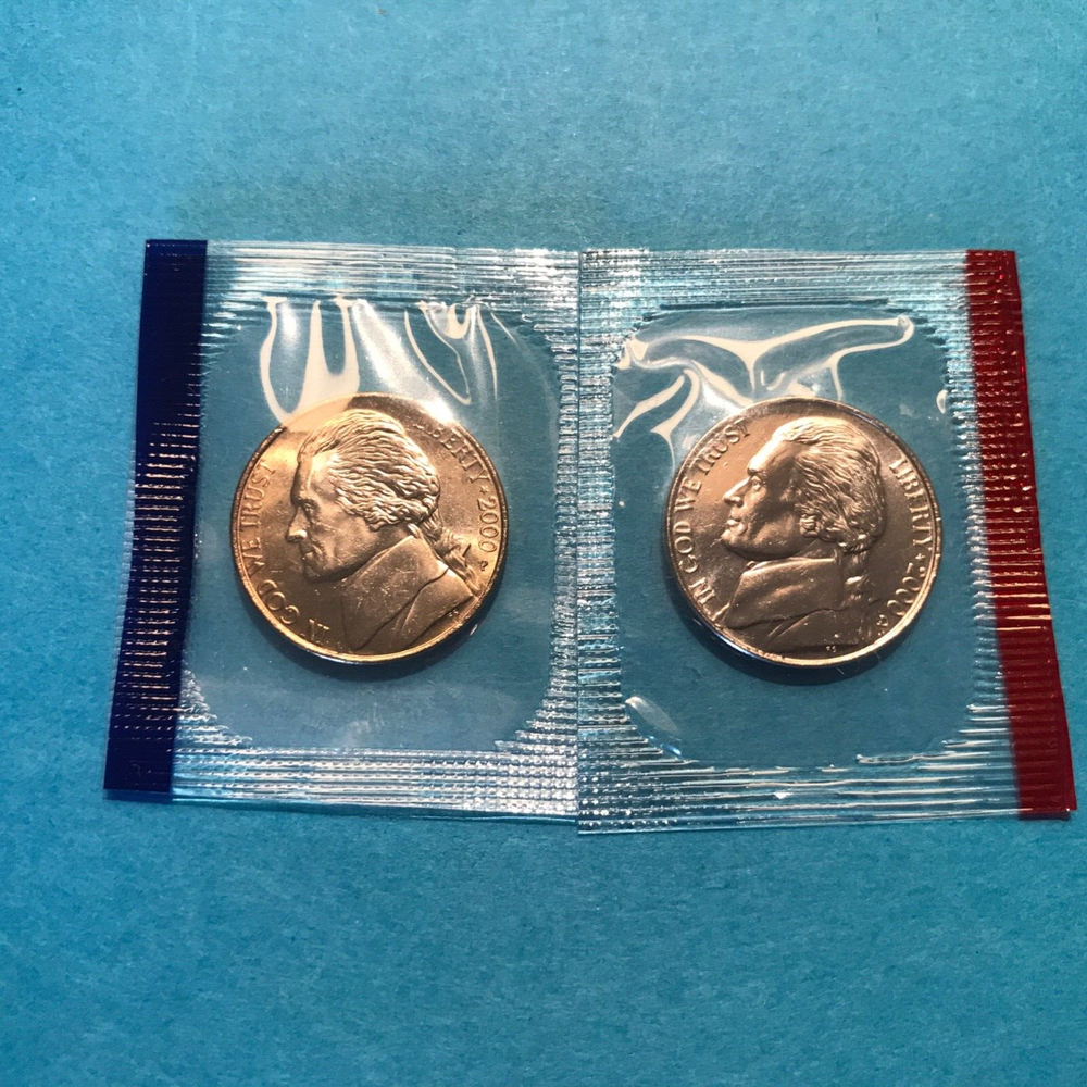 2000 P&D Jefferson Nickels Mint Cello Unc FREE SHIP