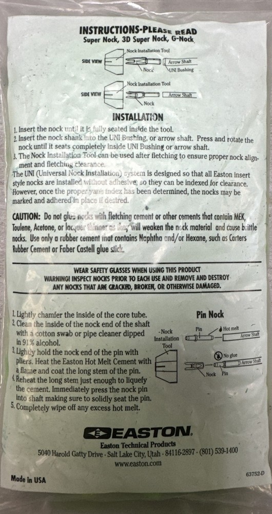 Easton Authentic Components H Nock Green 100ct