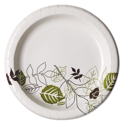 Dixie UX9PATHPK Pathways 8.5" Paper Plates - Green/Burgundy (125/PK) New