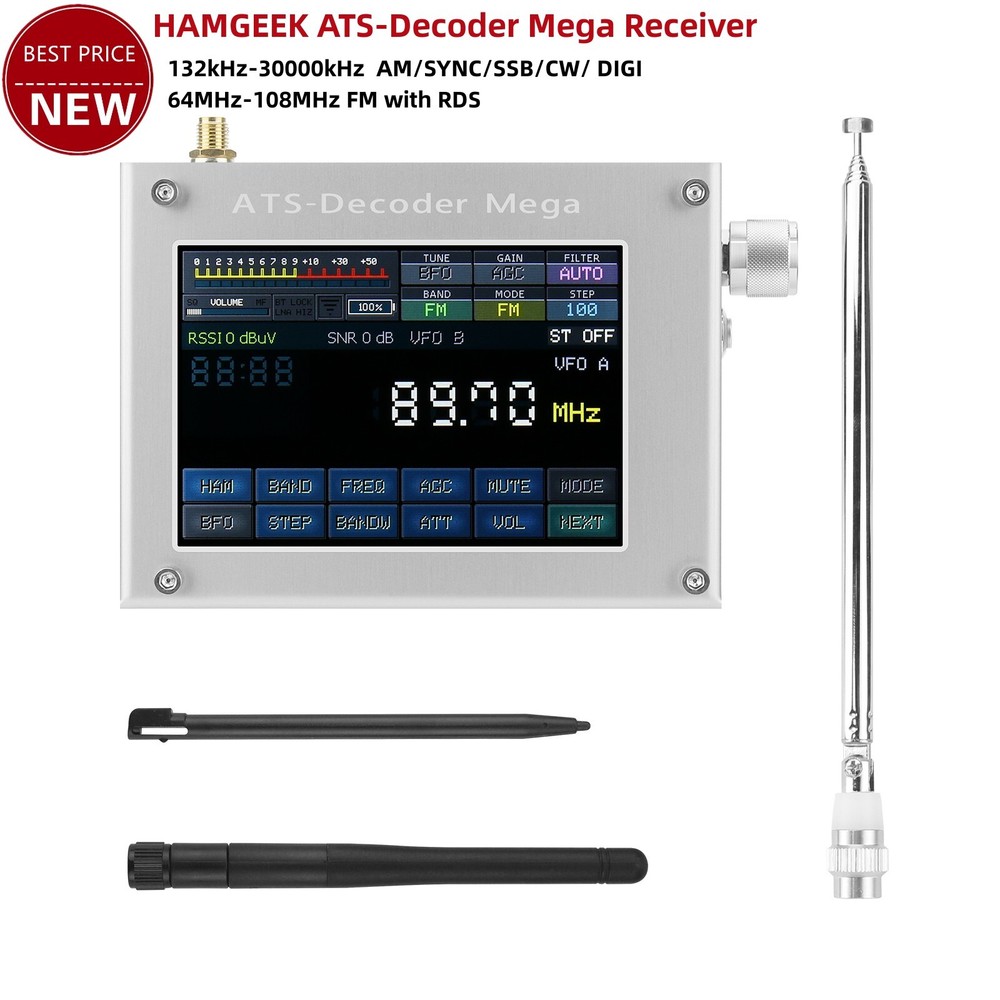 HAMGEEK ATS-Decoder Mega SDR Radio AM FM SYNC SSB CW DIGI Receiver Upgraded tp1