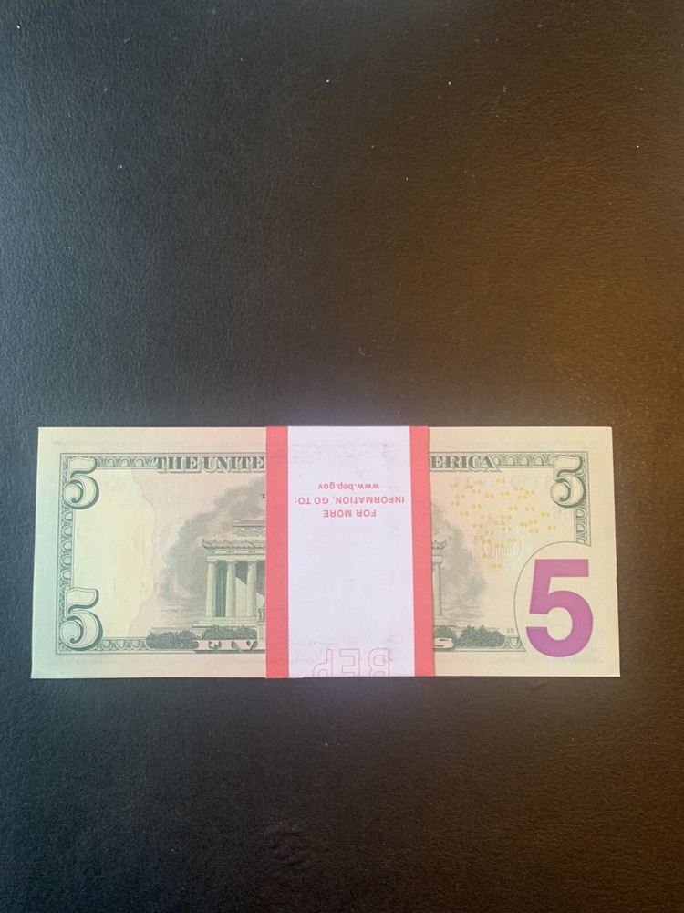 $5 Bills - 10 Uncirculated Sequential Five Dollar Bills - 2021