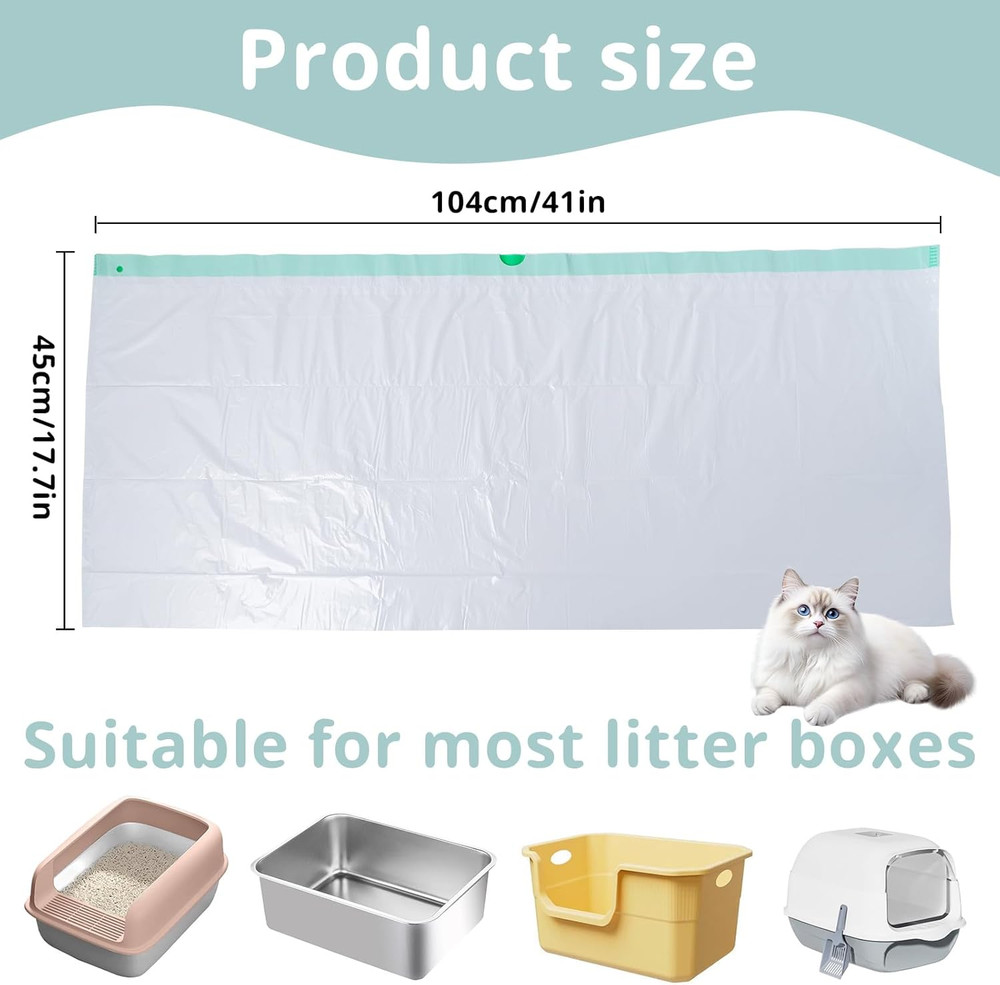 Large Litter Box Liner, 20 Count Litter Box Liner, Extra Large Drawstring Lit...