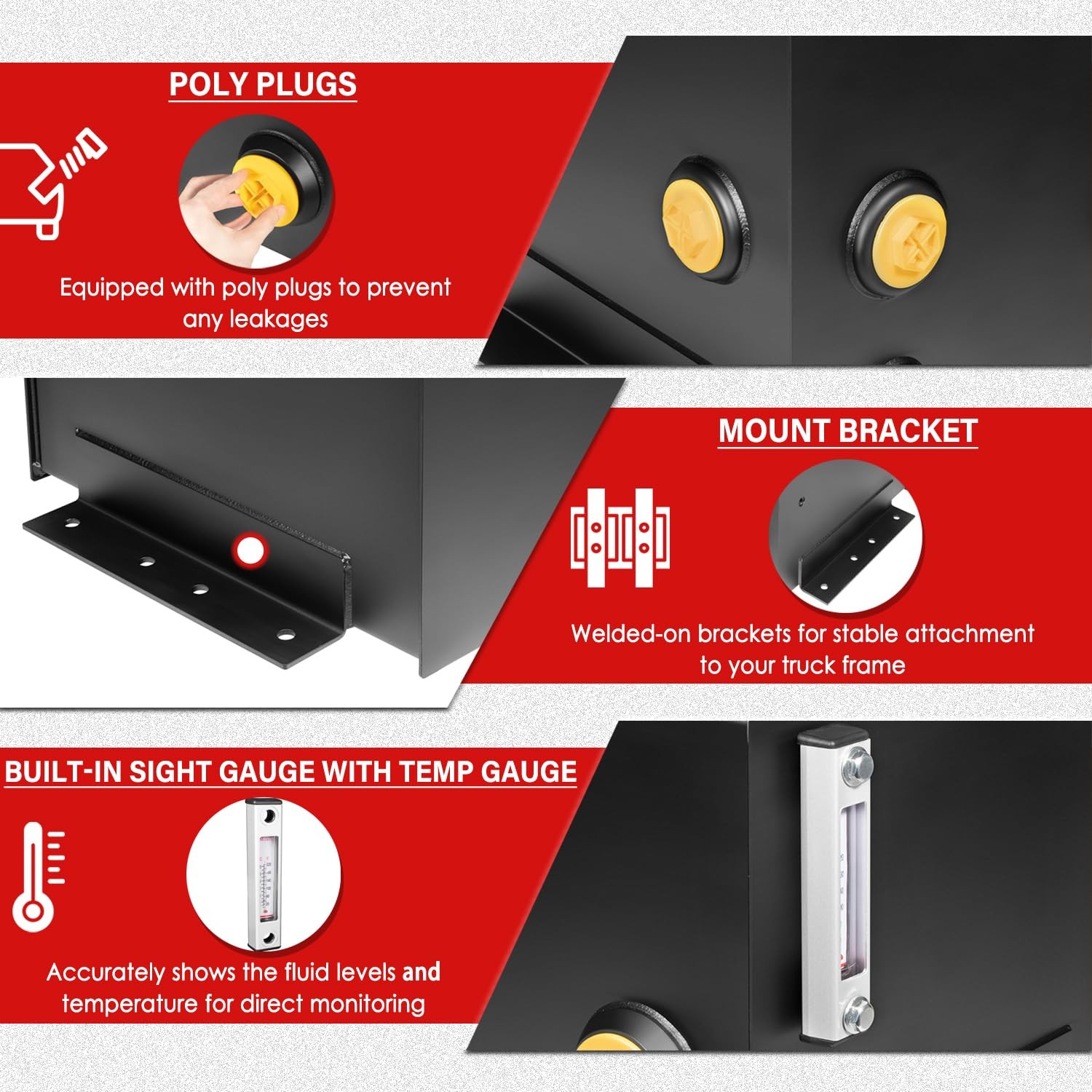 7 Gallon Hydraulic Fluid Reservoir Tank with Temp Gauge, Sight-Gauge & Breather
