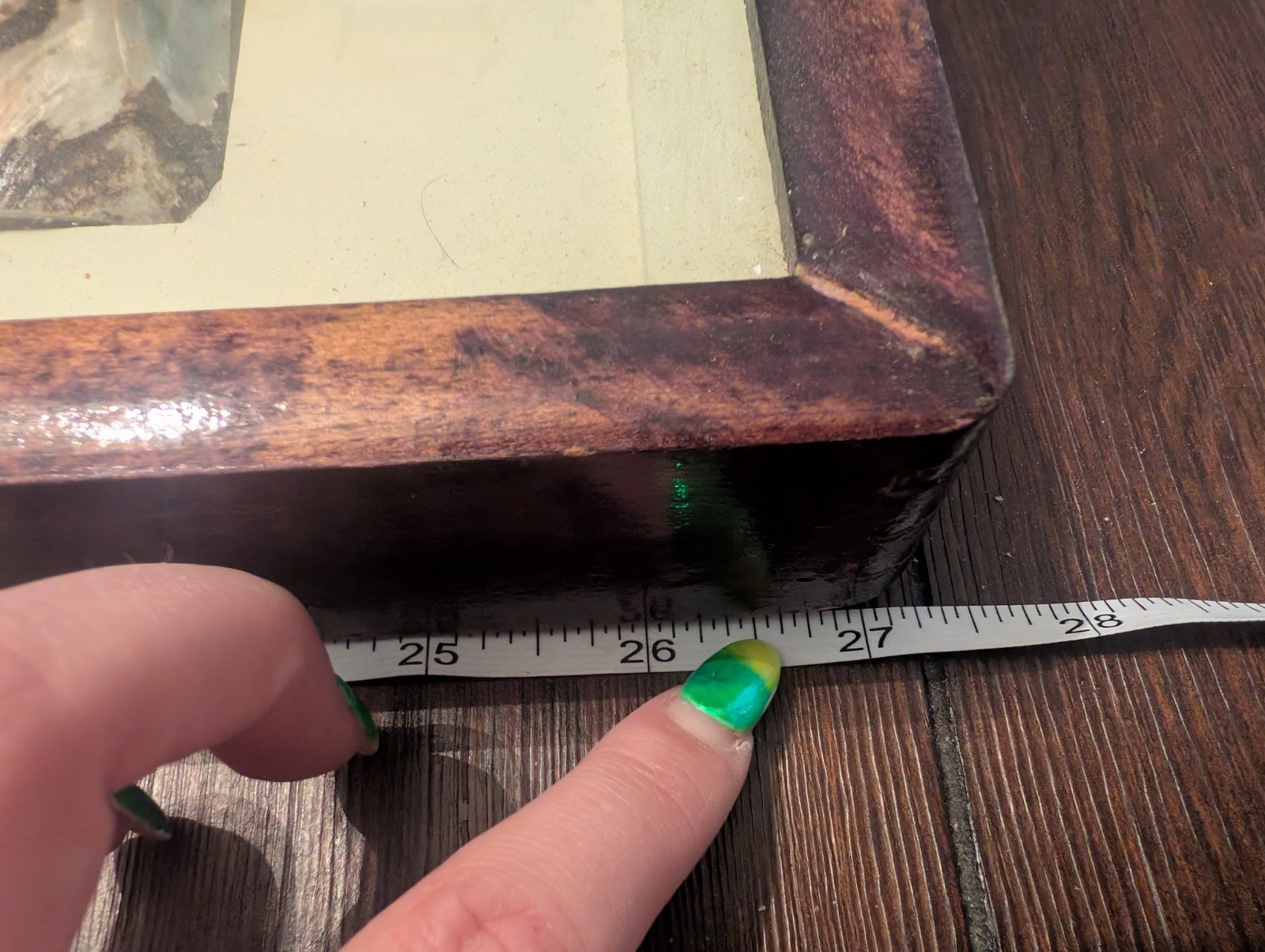 Vintage Chinese Mother Of Pearl Shell Porcelain Landscape 3D Painting Wood Frame