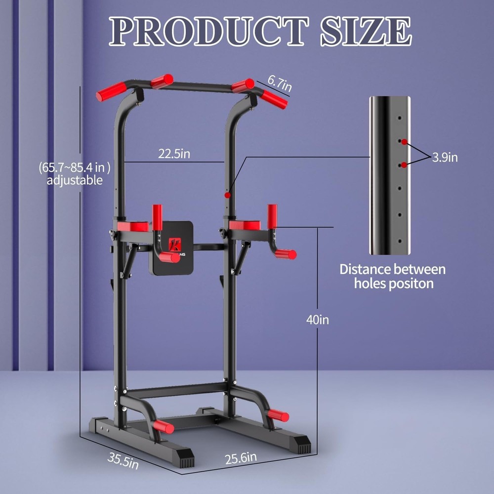 Power Tower Dip Station, Multi-Function Assistive Trainer Pull Up for Home Gy...