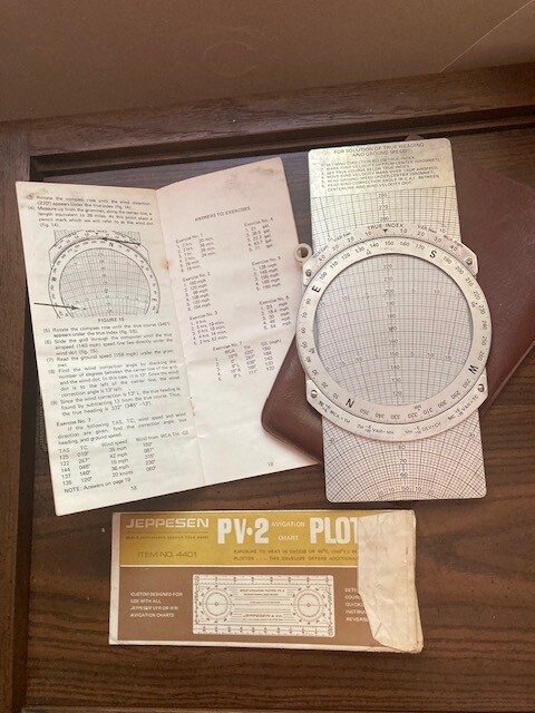 VINTAGE METAL E6B FLIGHT COMPUTER W/ MANUAL ALTITUDES , Instruc. & PV-2 Plotter