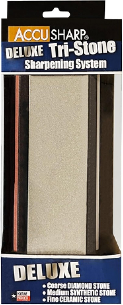 AccuSharp Deluxe Tri-Stone Knife Sharpener System Diamond Ceramic Angle Guide