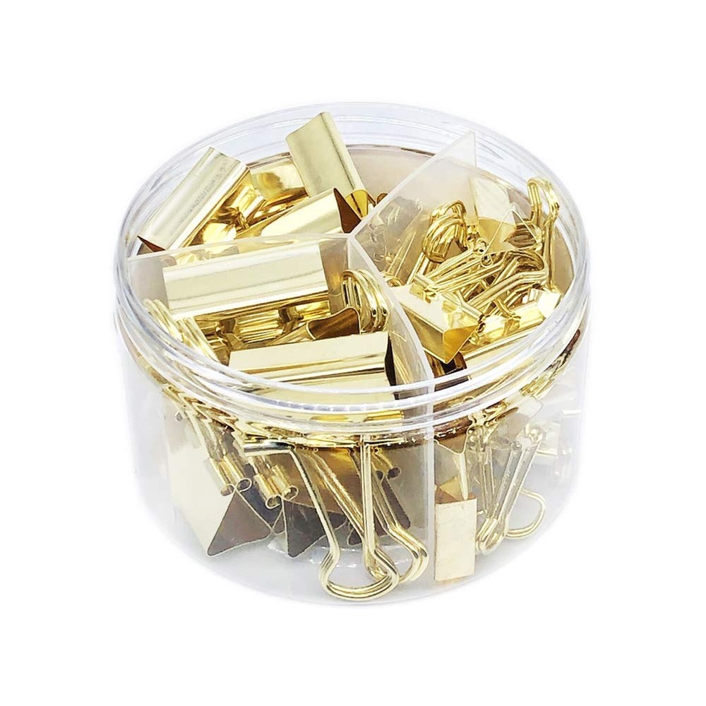 Gold Binder Clips Paper Clamps, Assorted Sizes Set (Small, Medium, Large) for...