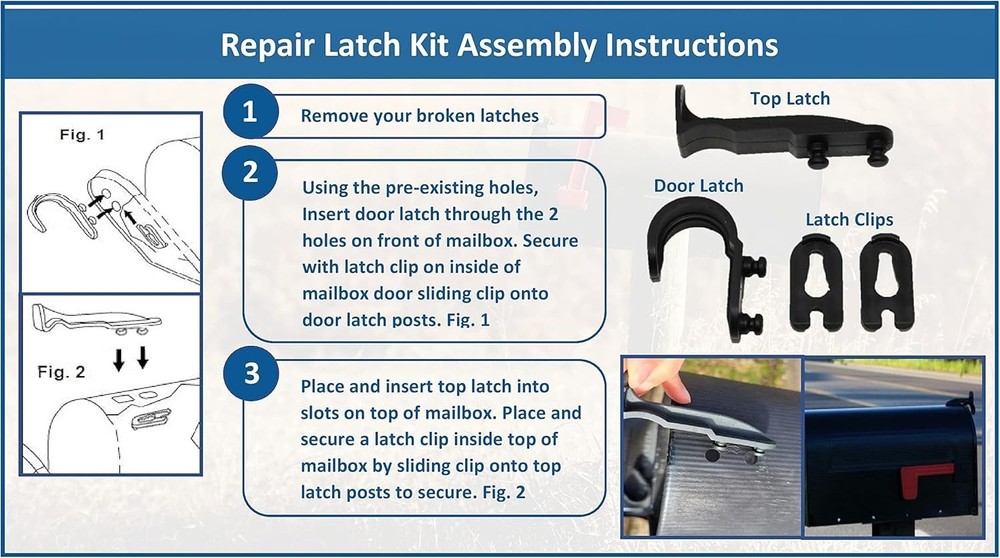 Durable Mailbox Plastic Latch Replacement Kit - Easy No-Tool Installation