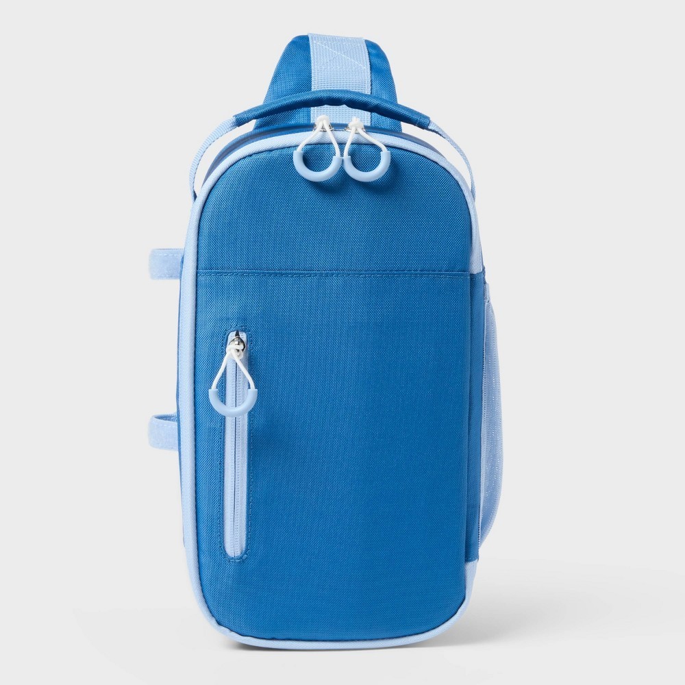 6 Cans/4.5qt Soft Sided Cooler - Sun Squad™ Blue Zip Closure, Adjustable Strap
