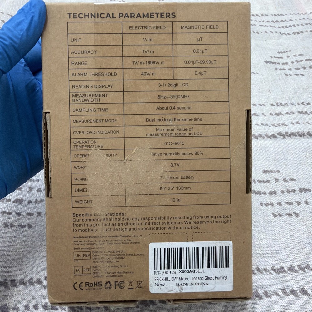 Erickhill EMF Electromagnetic Radiation Tester RT-100 Rechargeable