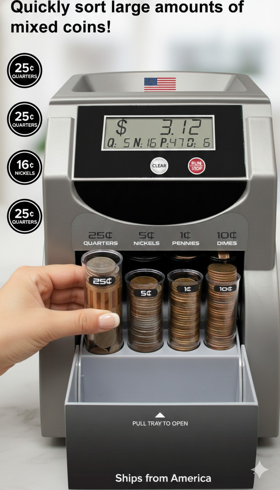 EVEN Pro Digital Coin Counter, Sorter, and Wrapper