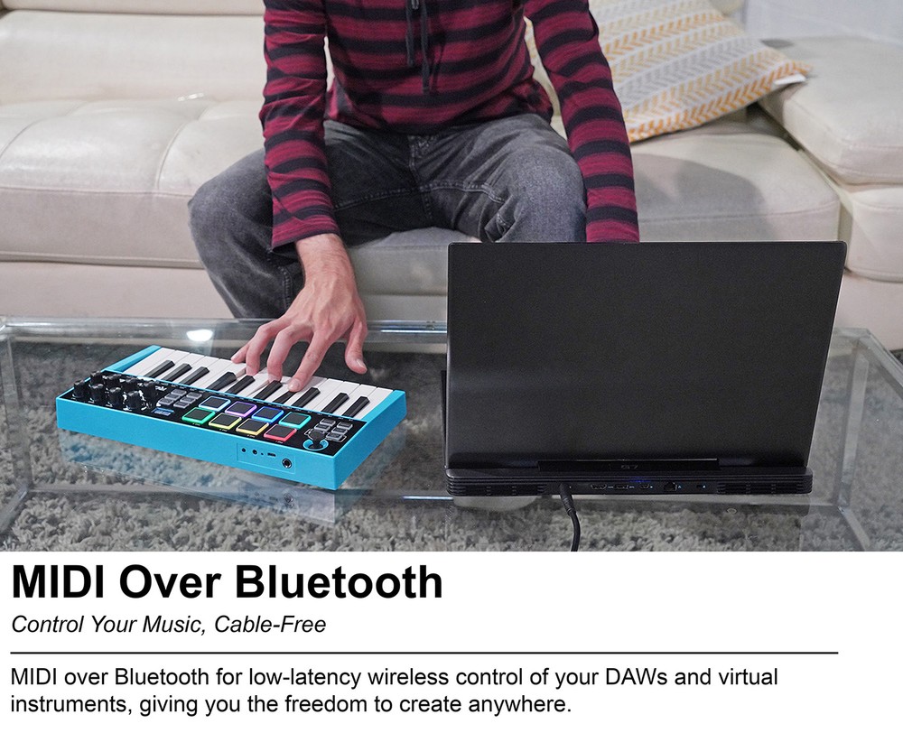 Rockville M25 STANDARD 25 Key USB Wireless Bluetooth Keyboard Controller + Bag