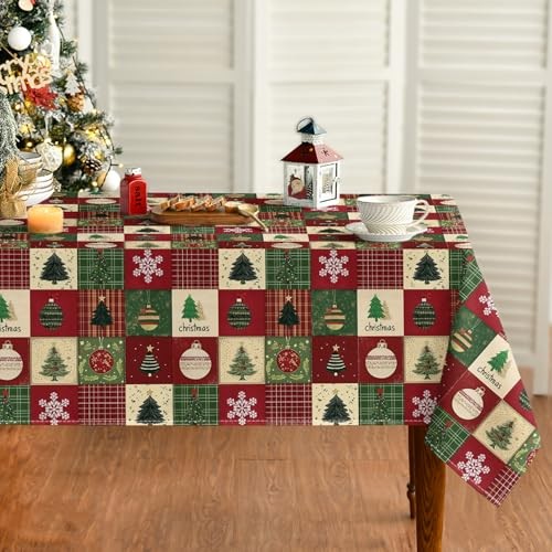 Christmas Tablecloth 60×84 Inch Rectangular, Green 60" x 84" (Rectangular) Red