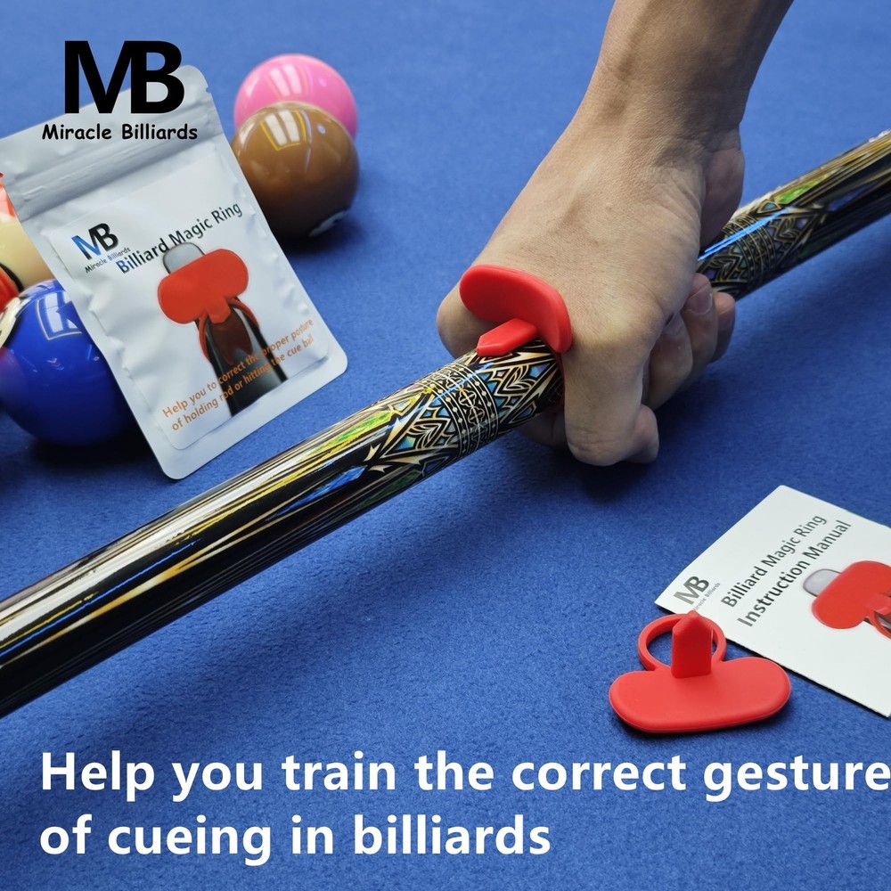 Cue Grip Trainer for Billiards & Pool - Silicone Alignment Ring, Improve Red