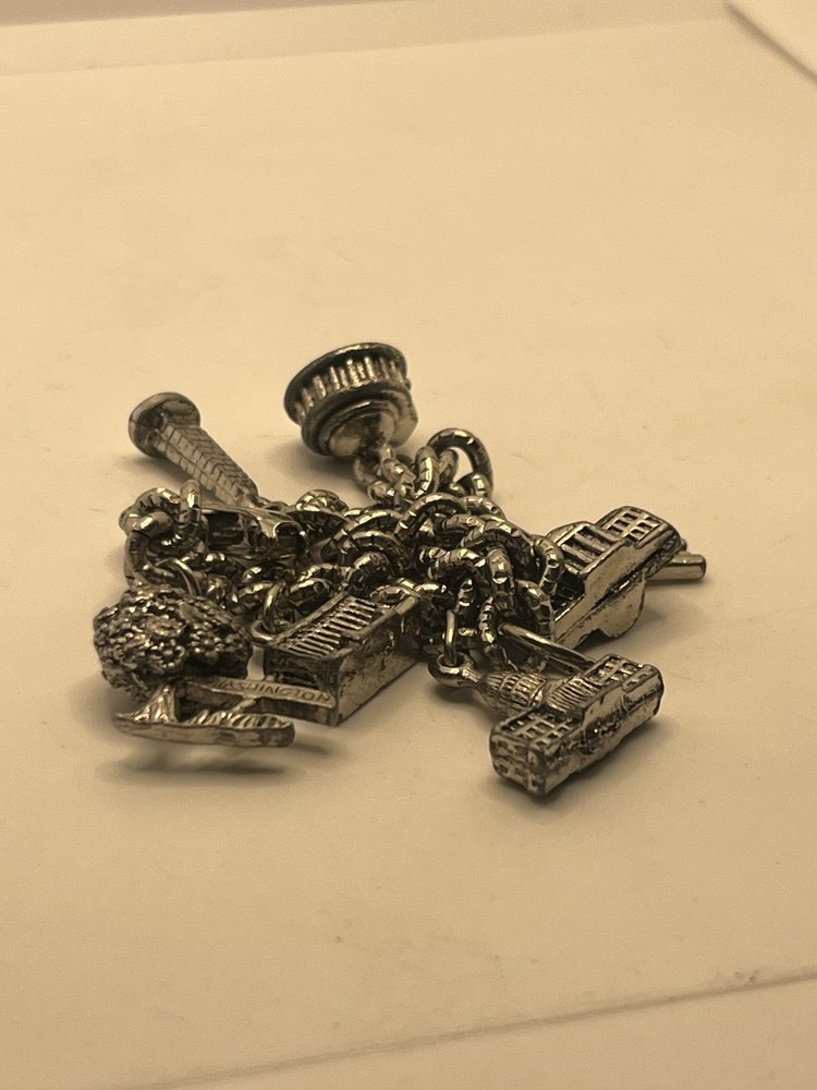 Washington DC silver tone monuments cherry blossom tree key charm bracelet