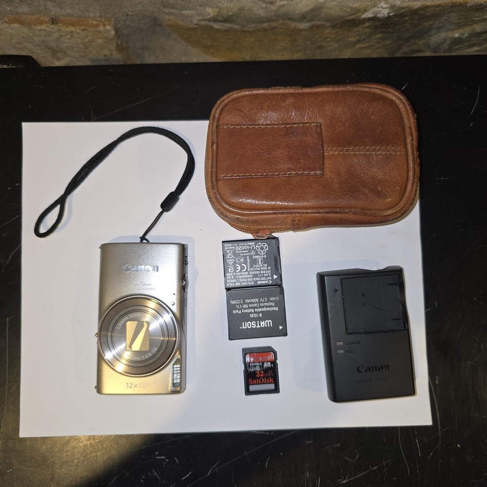 Silver Canon PowerShot ELPH 360 HS Compact Digital Camera (Tested Working)