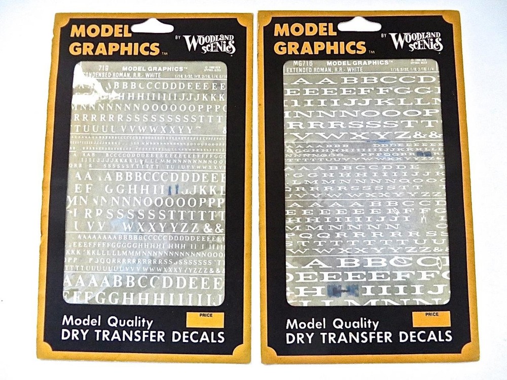 7 Assorted Woodland Scenics Model Graphics Decal Sets