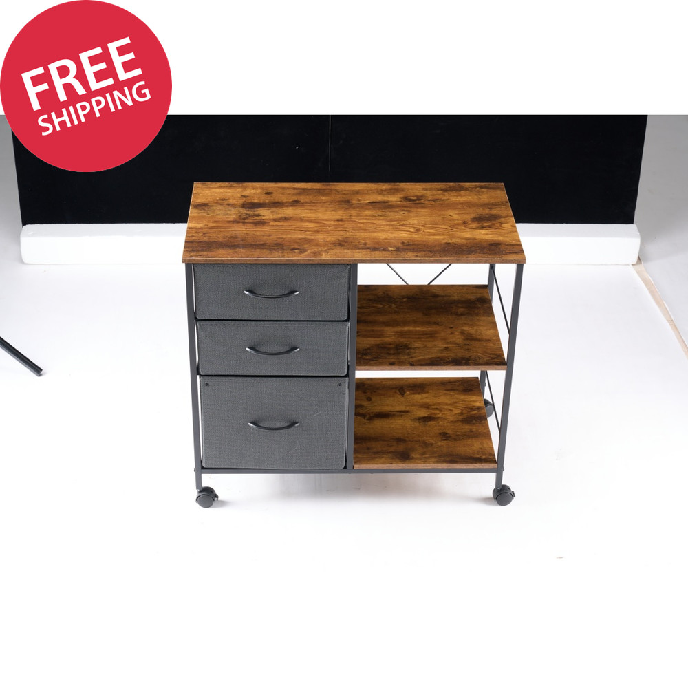 3-Layer Mobile Filing Cabinet, Printer Stand with Storage, Office Storage Cabine