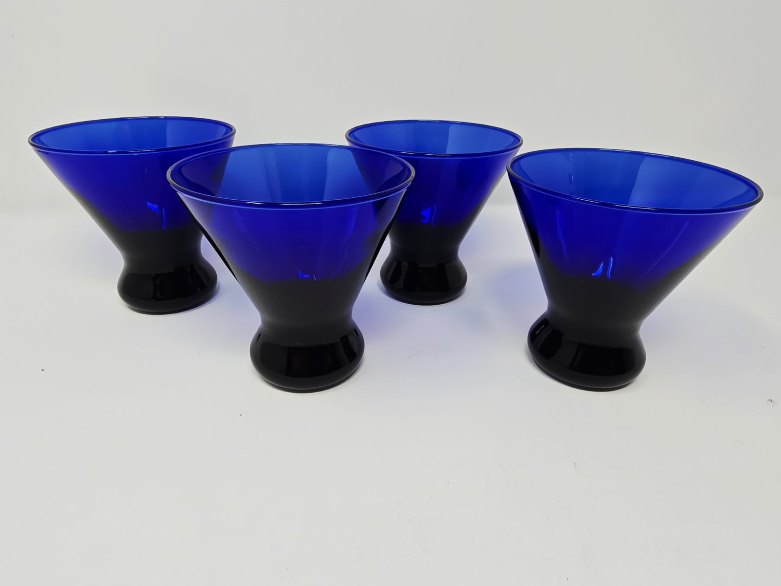Rare Large Cobalt & Brass Art Deco Cocktail Shaker & Vintage Cobalt Glasses