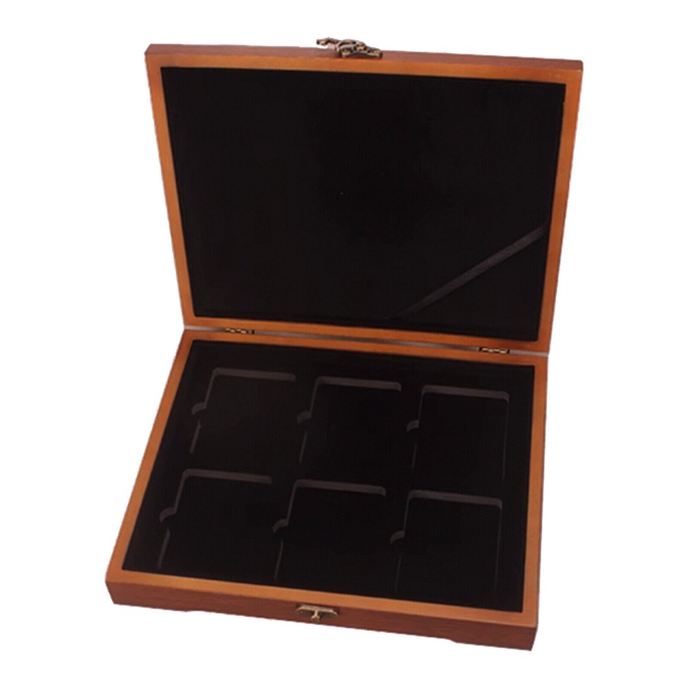 6 Slots Solid Wood Display Storage Box Case for Certified PCGS NGC Coin Slab