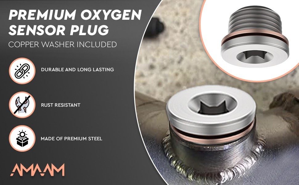 Oxygen Sensor Plug Steel M18 x 1.5 Metric Threading with Copper Washer