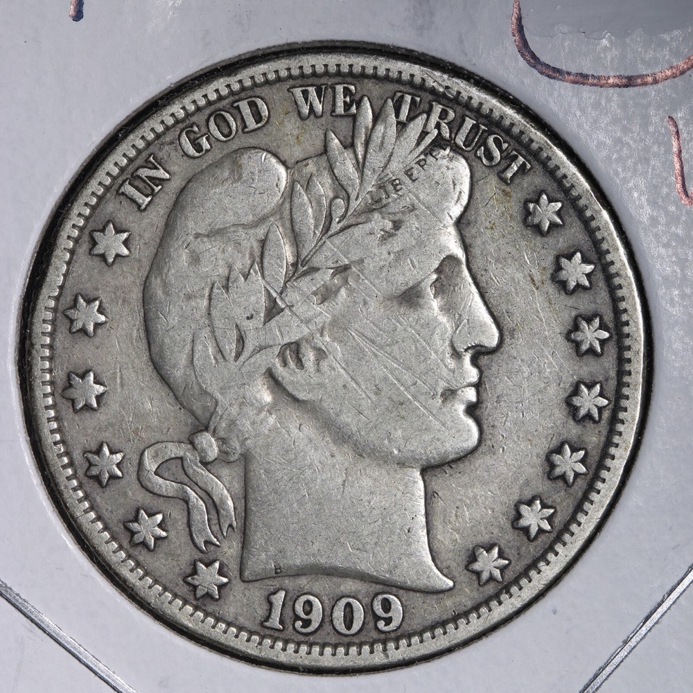 1909 Barber Silver Half Dollar CHOICE VF E103 QEM