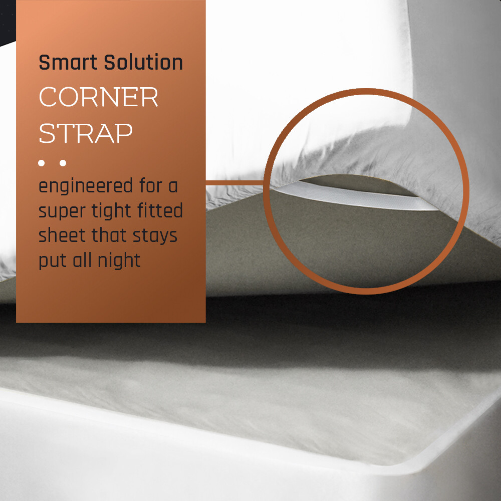 21” Extra Deep Pocket Ultra Soft Fitted Sheet with Corner Straps, King - White