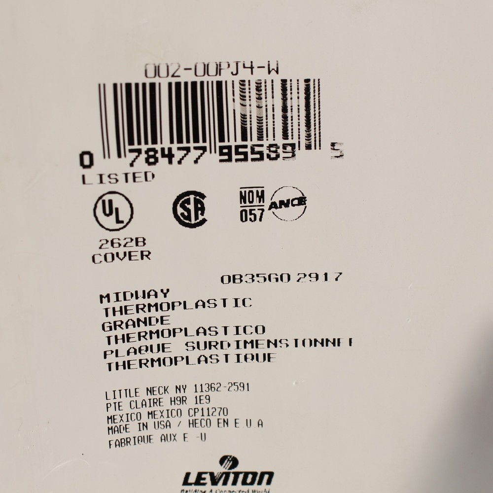 Leviton PJ4-W White 4-Gang Toggle Switch Unbreakable Nylon Midway Wallplate