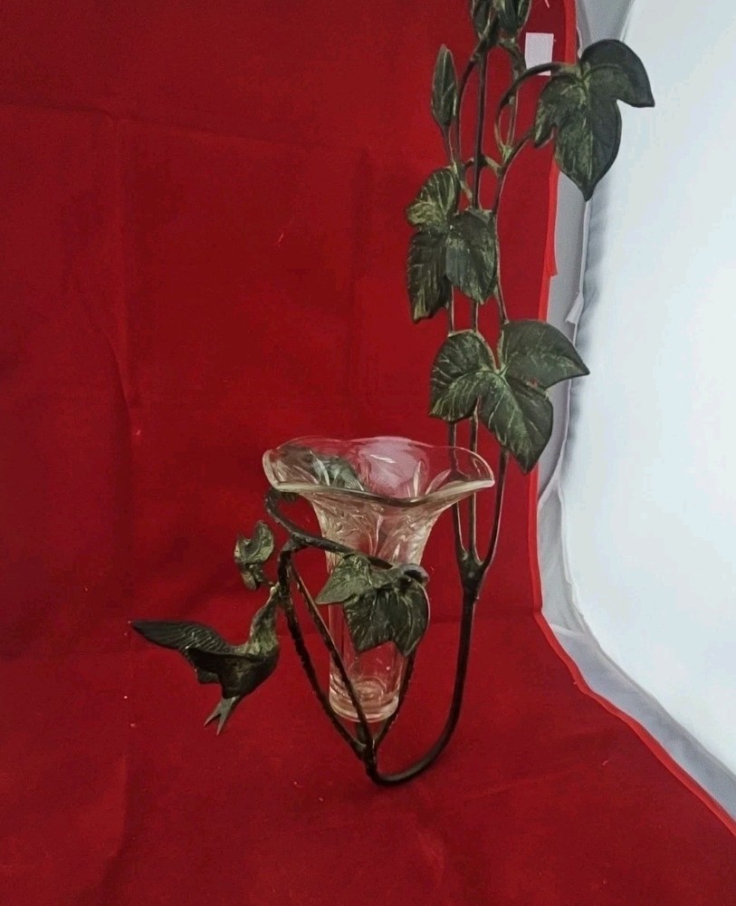 Original Antique Solid Copper Hummingbird Wall Sconce