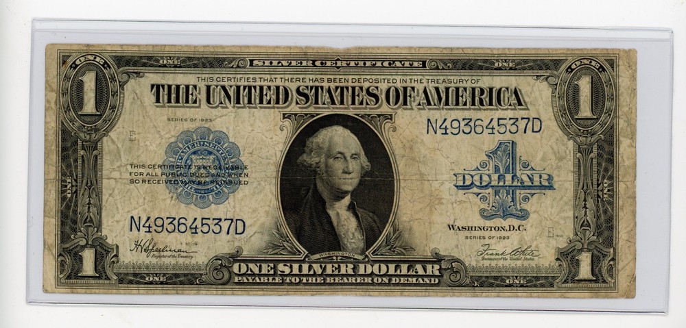 1923 $1 HORSE BLANKET SILVER CERTIFICATE LARGE SIZE VF
