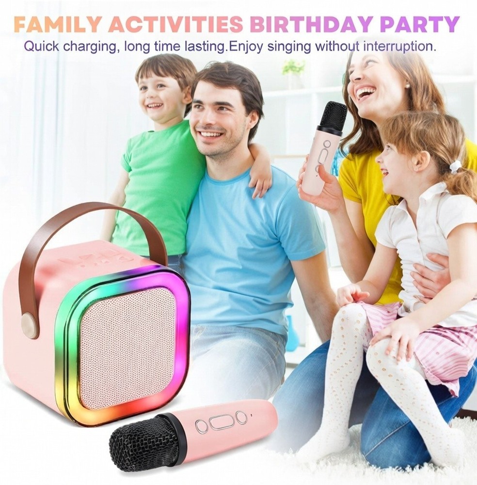 Karafun Pink Portable Bluetooth Speaker Mini Karaoke Machine Tested & Working