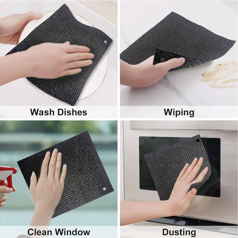 6 - Pack Swedish Kitchen Dish Cloths - Reusable Paper Towels for Counters & D...