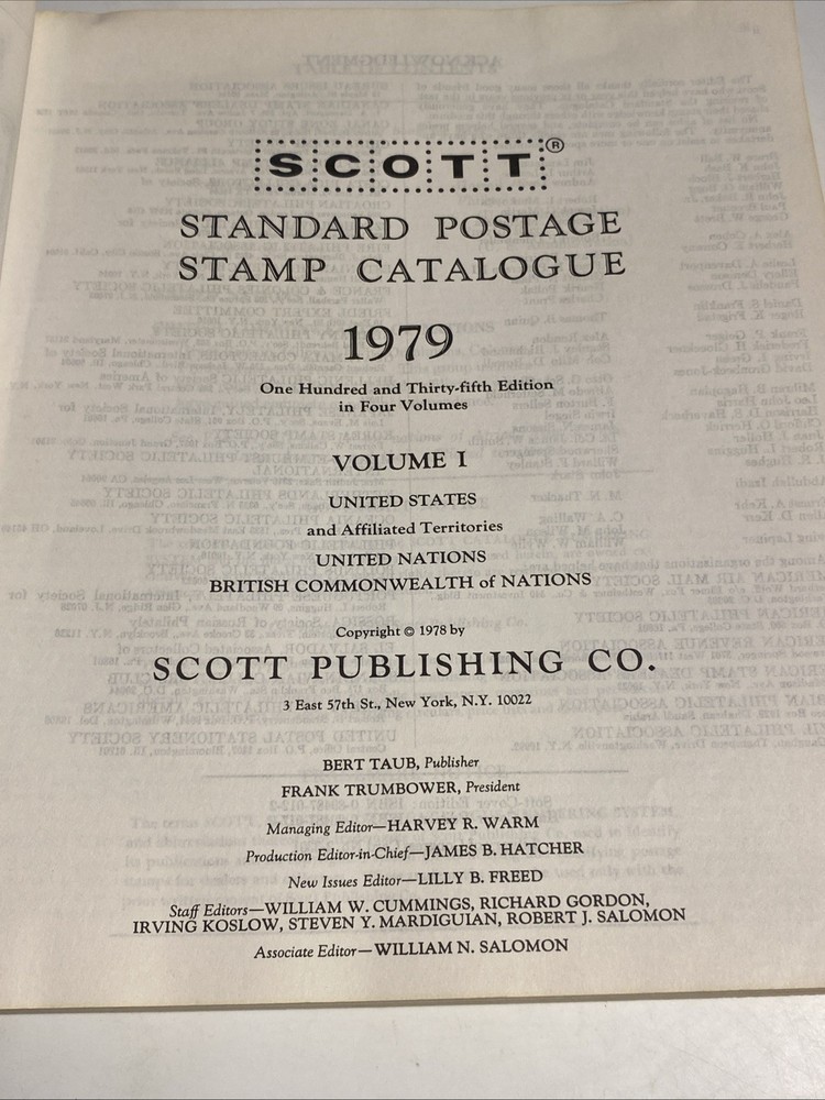 Scott 1979 Standard Postage Stamp Catalogue Volume 1