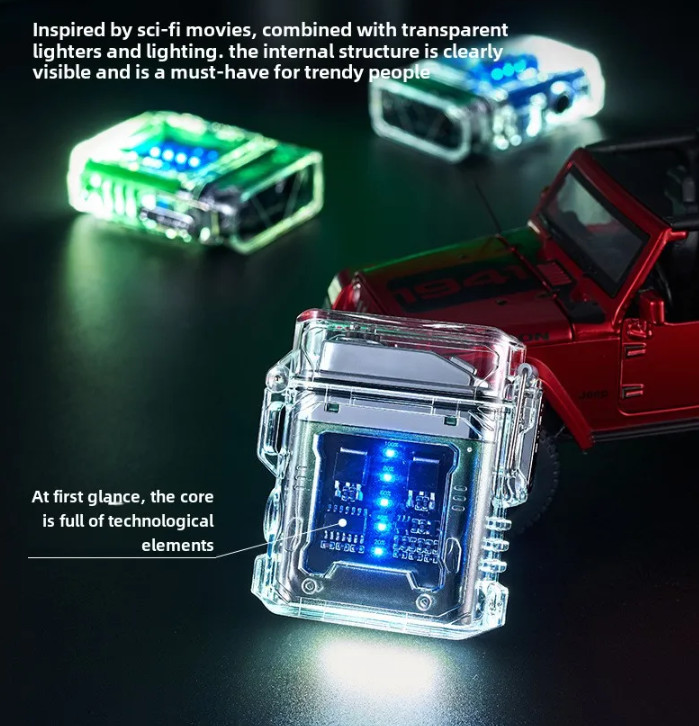 USB Rechargeable Lighter Dual Arc Plasma Windproof Lighter Waterproof COB Light