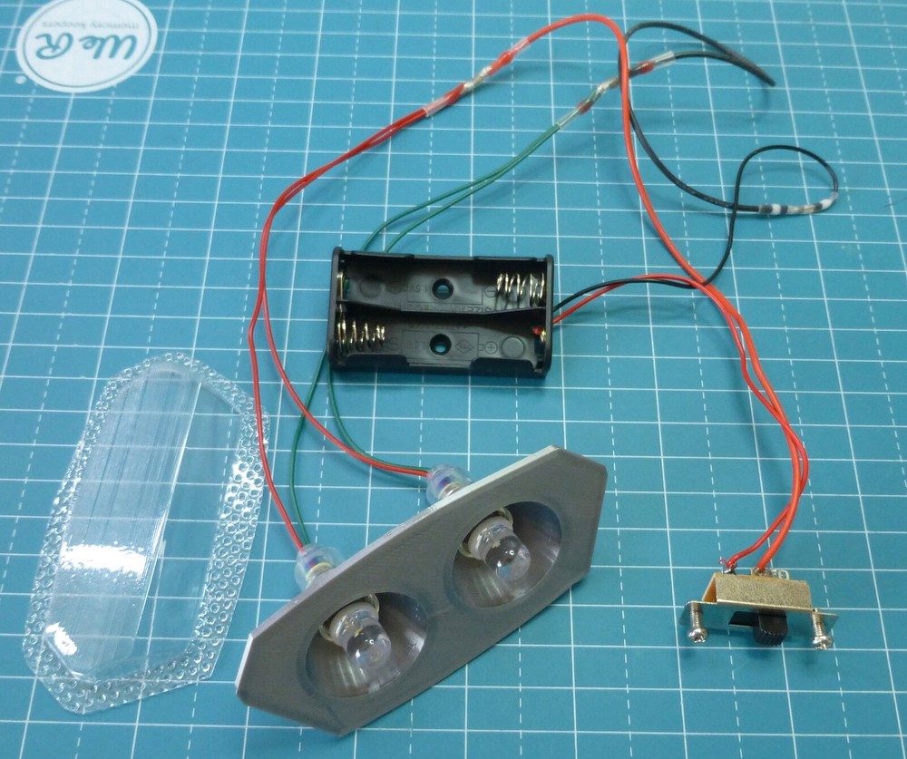 Electrical innards & lens for Huffy Silver Jet, Eldorado bicycle tank light