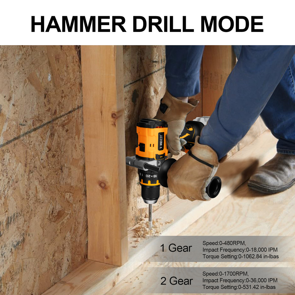 5" Cordless Angle Grinder / 1/2" Hammer Drill Compatible Dewalt 20V MAX Battery