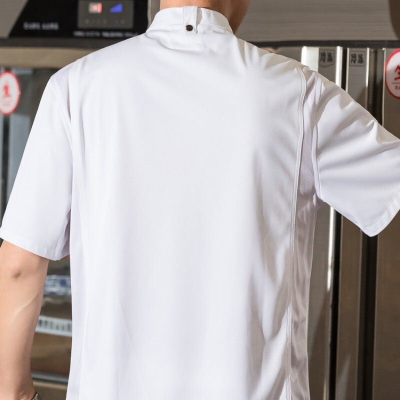 Men Breathable Catering Chef Work Clothes Coat Professional Uniform Jacket Zip
