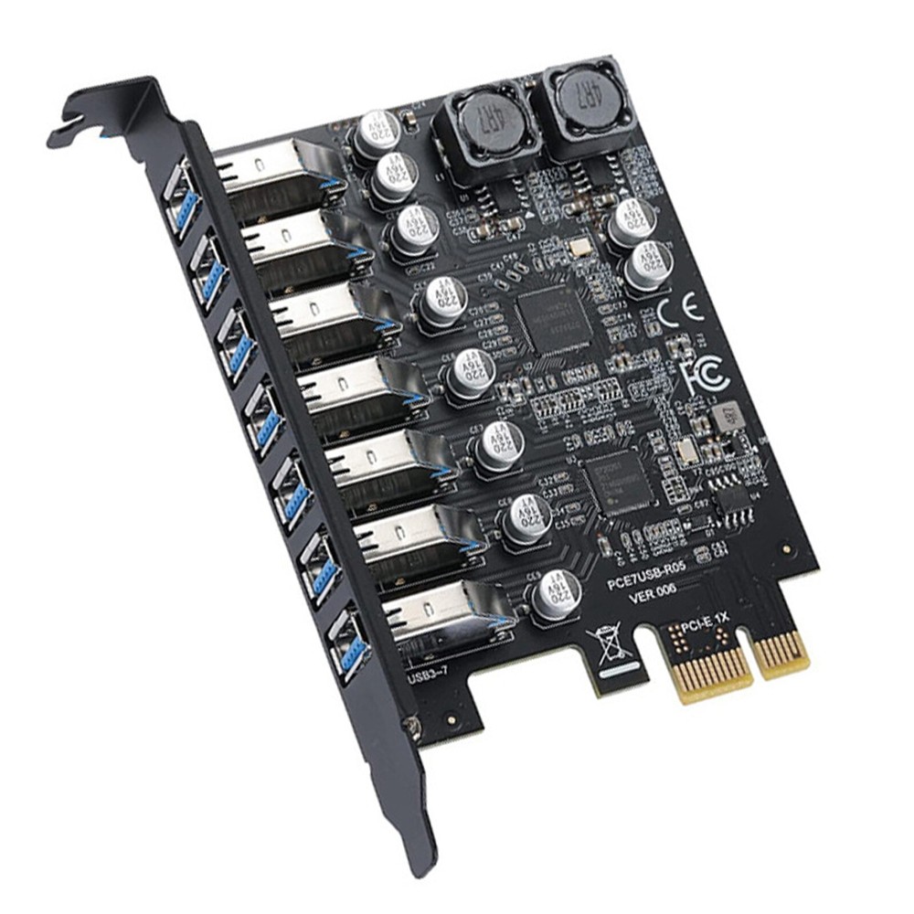 USB3.2 PCI-E Expansion Card Adapter 7 Ports Hub Adapter External Controller US