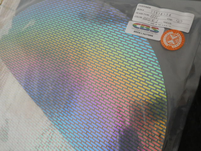 Dichroic Glass:CBS 90 COE Rainbow Brick #1 Pattern on Clear - 3"Sq