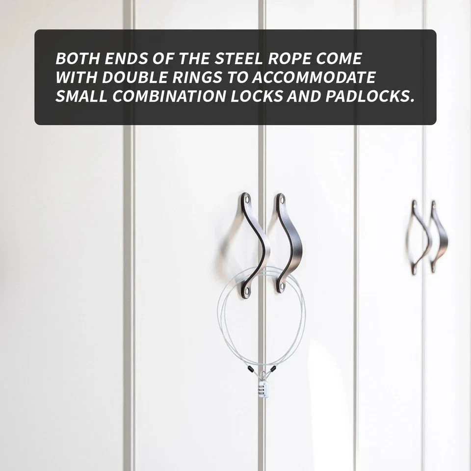 2 Pcs Cable Lock Double Loops - Long Silver Security Cables - Bike Locks