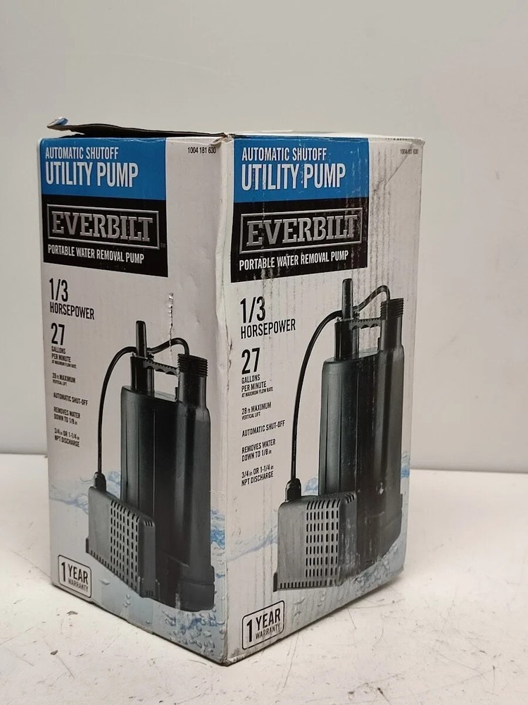 Everbilt Submersible Automatic Utility Pump - Model EBAU33 - 1/3 HP - Black