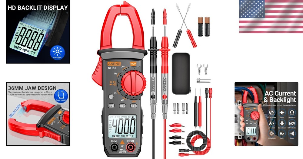 Compact 4000 Counts Digital Clamp Meter with NCV and Backlight for Easy Use