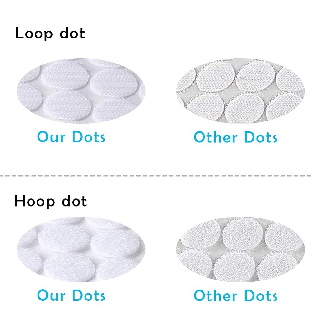Small Adhesive Dots, 1000Pcs, Nylon Hook Loop, Classroom, White