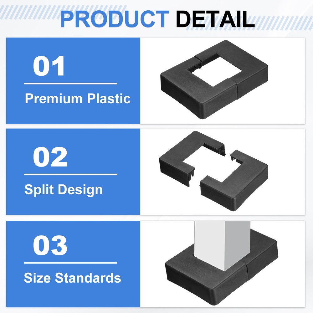 8 Pcs Fence Post Skirt, 1.8 x 1.8 Inch Rectangular Split Style Post Base Cover