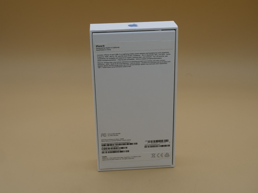 Empty Box ONLY Apple IPHONE 14 Blue 128gb